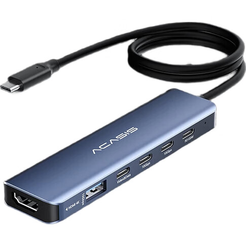 JD Адаптер-хаб Acasis HB-0101 Type-C, 6-в-1, USB-C, HDMI 4K@60Hz, 10Gbps, 100W PD, алюминиевый сплав, серебристый