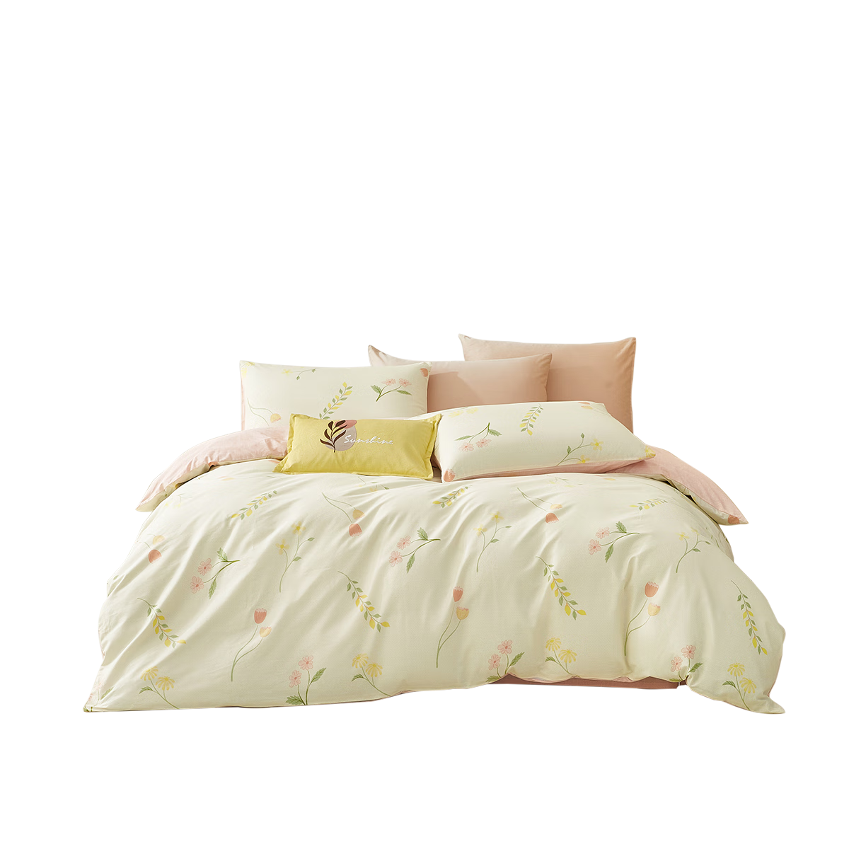 LOVO Luolai Home Textiles 100% Cotton Duvet Cover Double Bed Bedding 220*240cm Pink