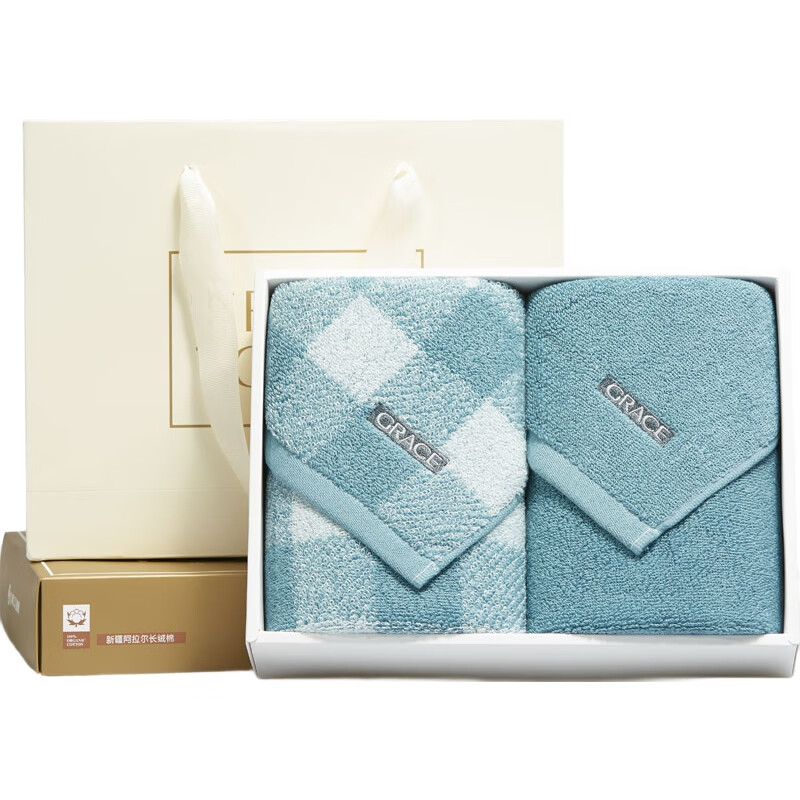 Набор полотенец Grace Shangya Life Pure Cotton, 2 шт., светло-голубой