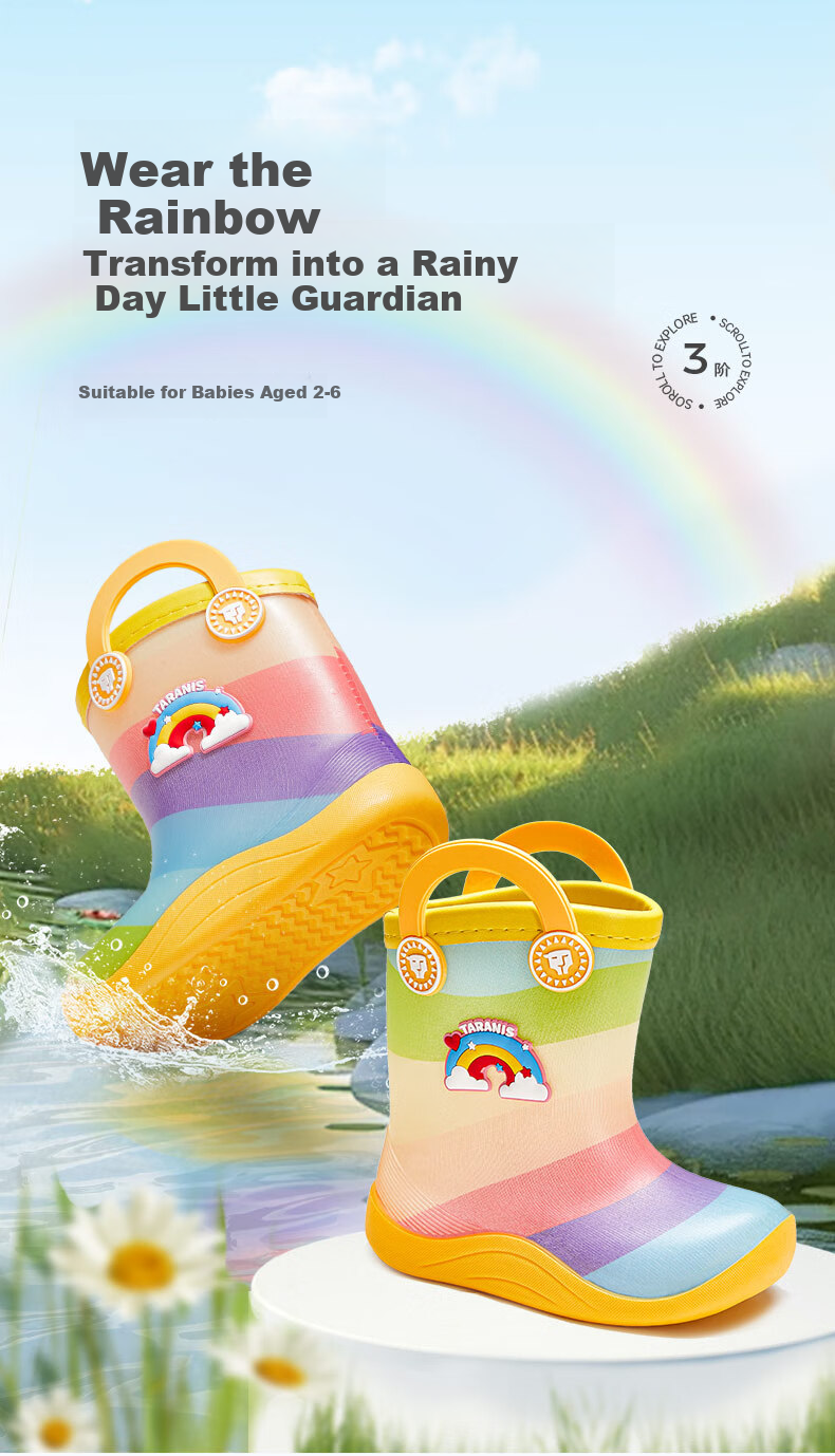 TARANIS Kids Rain Boots Boys Soft Sole Non-Slip Water Shoes Girls Yellow/Color Size 28 1