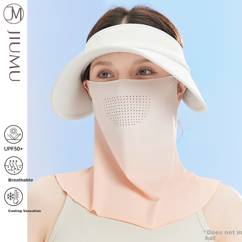 JIUMU Ice Silk Sun Protection Face Mask for Women, Summer UV Protection Sunshade Veil, Neck Guard for Driving, Breathable Full Face Mask