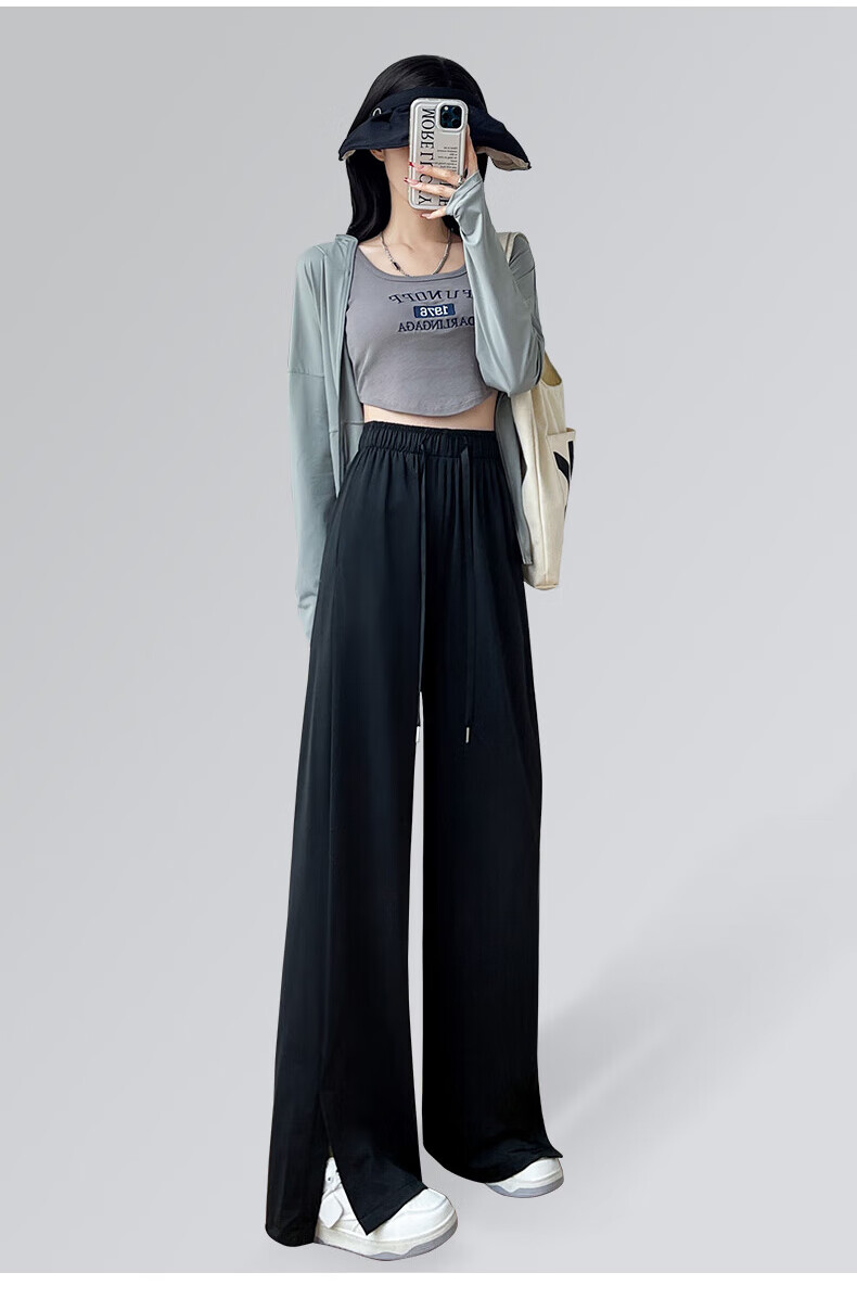 Langsha Women's Ice Silk Wide-Leg Sun Protection Pants Straight Quick-Dry Casual Breathable Sports Slimming Anti-Mosquito Long Pants 17