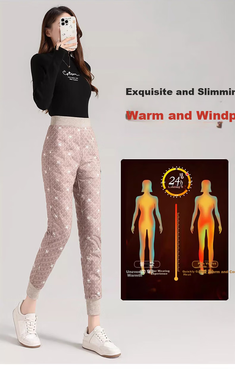 Langsha Women's Inner Fleece-Lined Pants for Winter, Non-Bulging, Thickened, Lightweight, Cold-Resistant, Warm White Duck Down Inner Lining Thermal Underwear 5