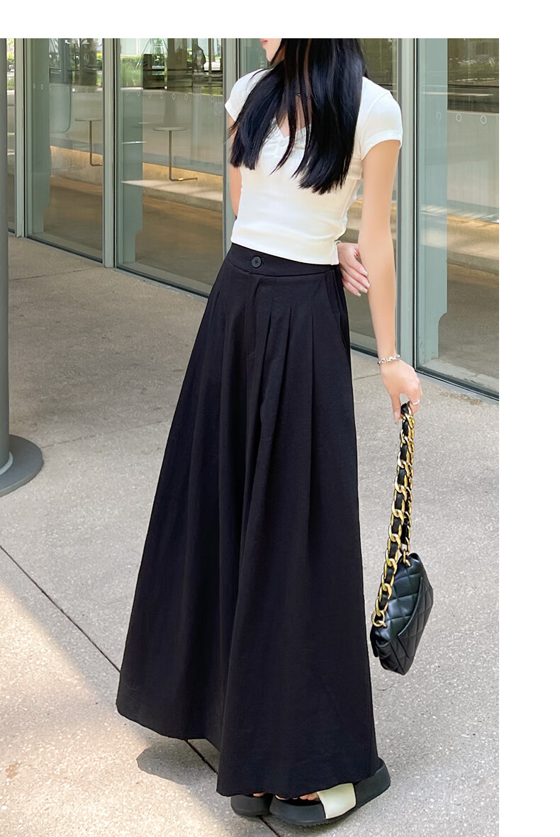 LangSha High-Waisted Casual Skirt Pants, Summer Lightweight Straight-Leg Draping Slimming Wide-Leg Pants, Flowing A-Line Skirt Casual Trousers for Wome 17