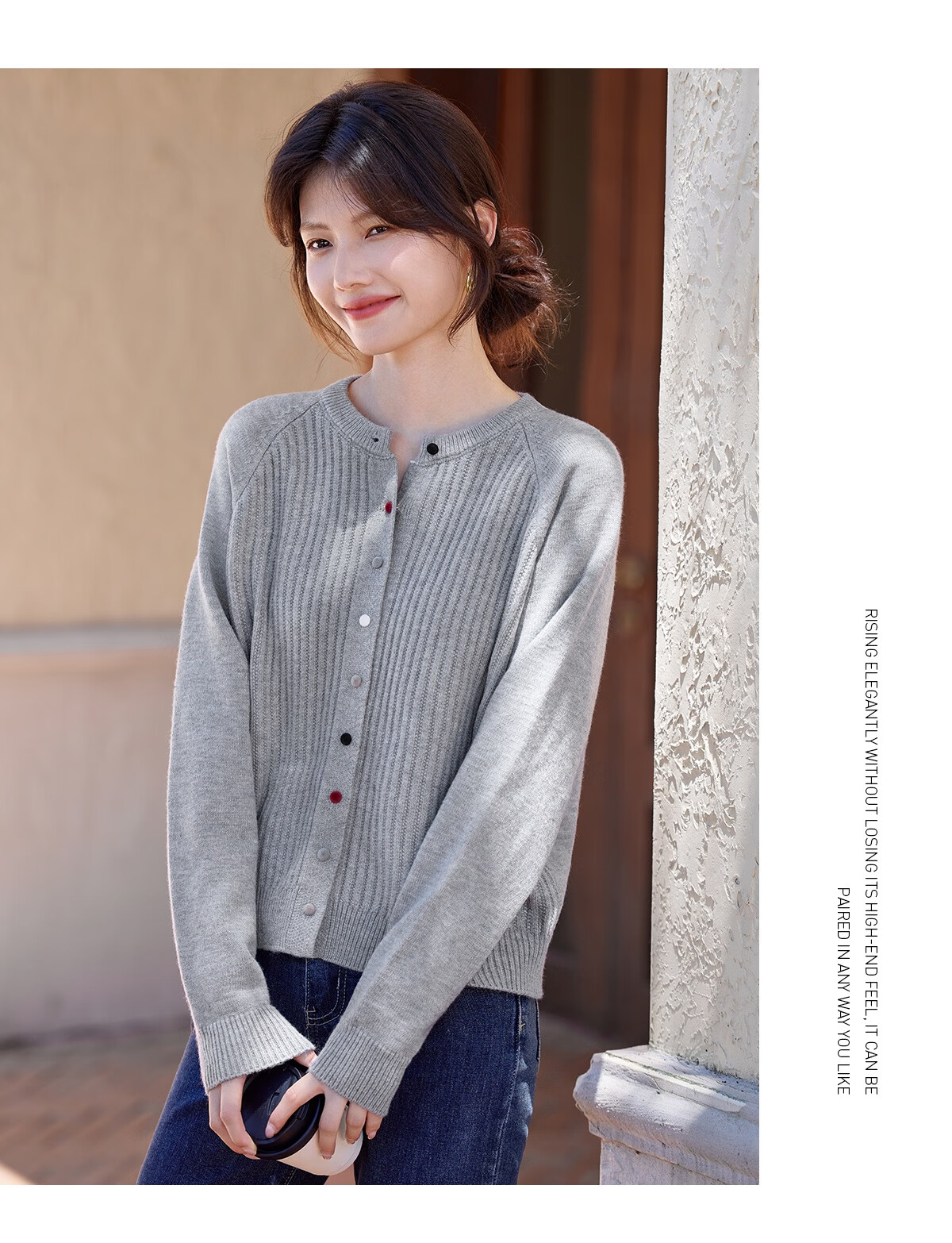 She Enjoy Knitted Cardigan Women Raglan Sleeve Sweater Jacket Red Versatile Knit Top Outerwear T53Z127 9