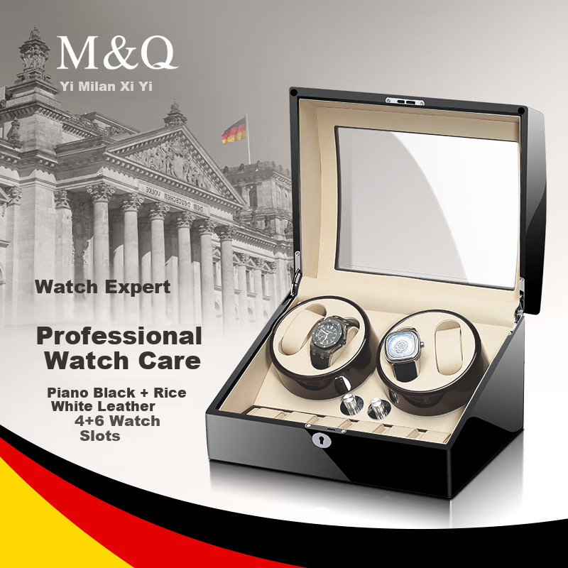 M&Q Watch Winder, Mechanical Watch Rotator, Watch Storage Box, Rotating Display Stand, Gift for Boyfriend, Girlfriend, Anniversary, Father's Day