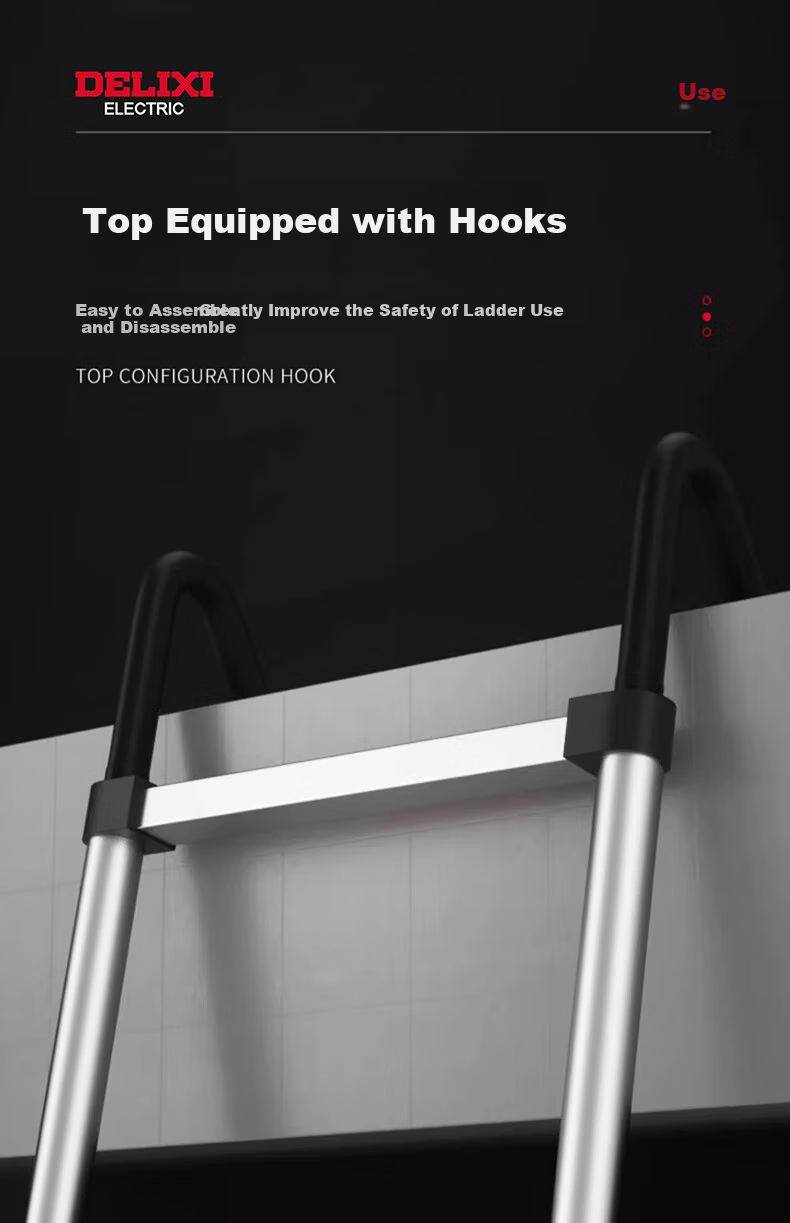 DELIXI Telescopic Ladder, Aluminum Alloy Thickened Engineering Ladder, Portable Multifunctional with Hooks, Single-Sided Straight Ladder, 6.7 Meters 15