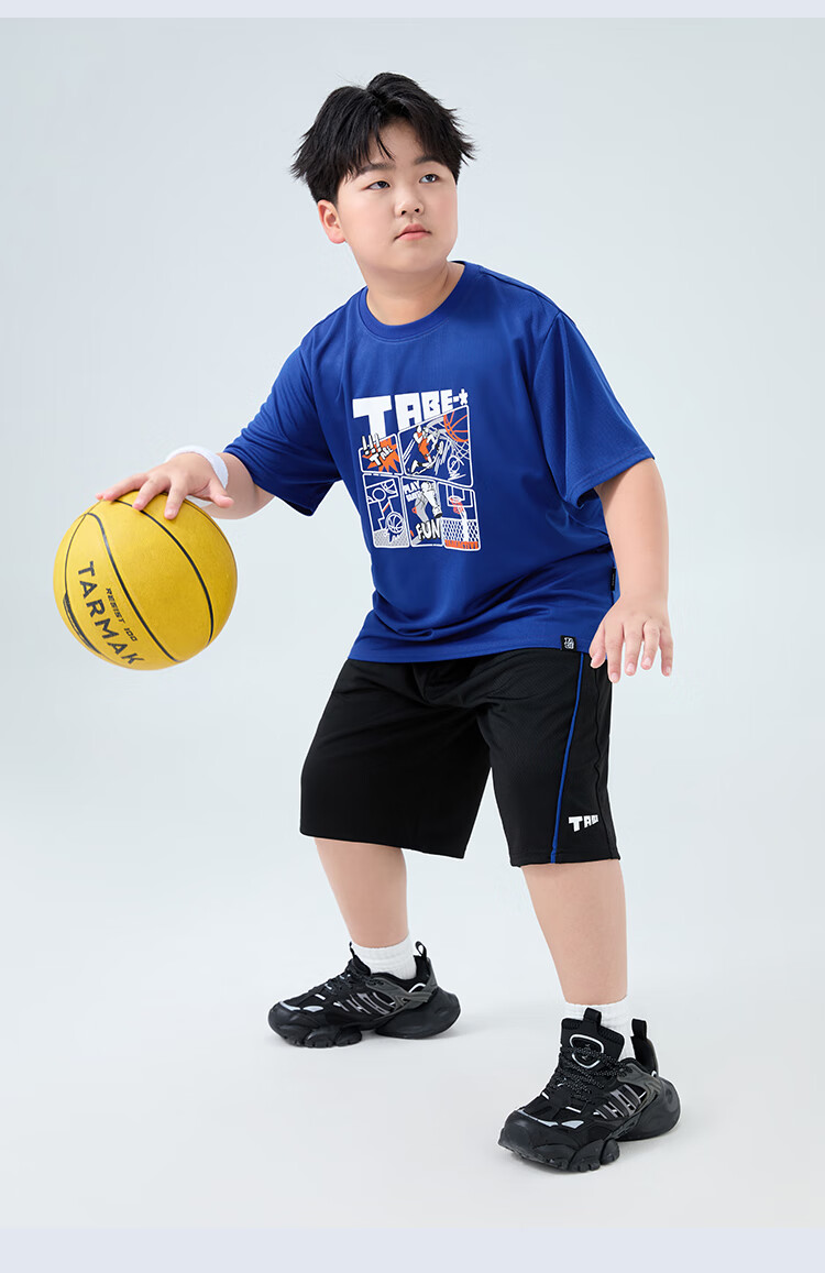 Little Pig Tony Boys Summer Sports Quick-Dry Mesh Breathable Short Sleeve Two-Piece Set for Chubby and Older Kids 19