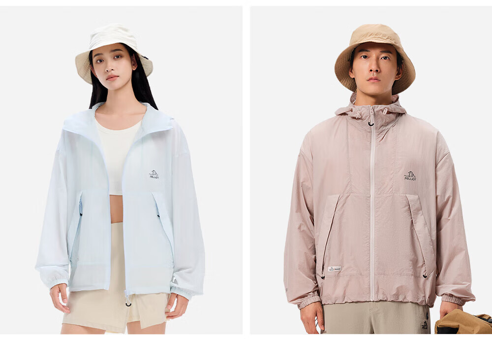 Pelliot [Xiao Sen Lin] Sun Protection Clothing for Men And Women, UV-Resistant Breathable Outdoor Lightweight Jacket 12421220 Pink Porcelain Color XS 12