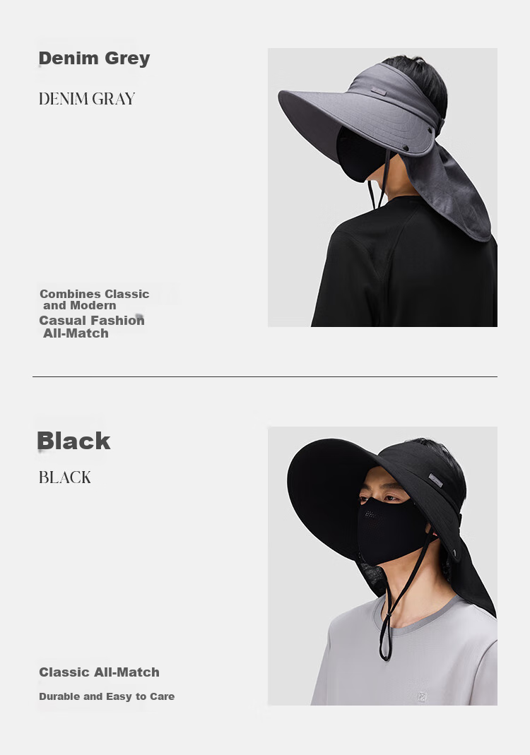 JIUMU Linen Sun Protection Hat, Men's Sun Hat, Sun Visor, Summer Hat, Face-Covering Cap, Neck-Protecting UV-Resistant Hat 5