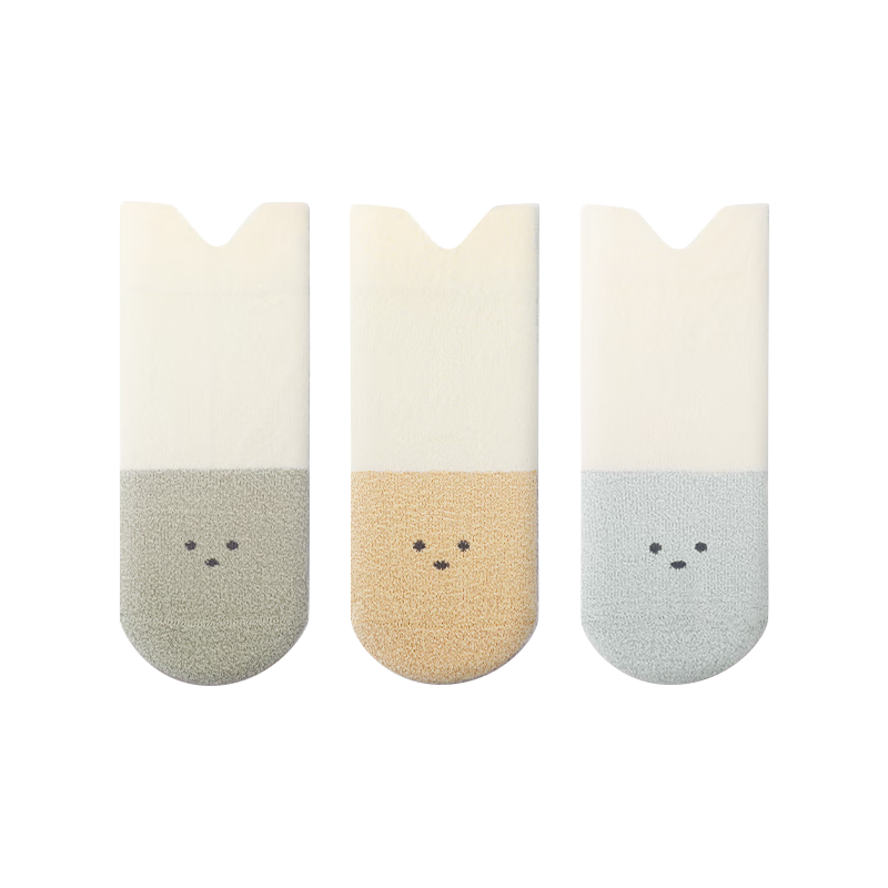 Baby Face Infant Socks Spring and Autumn Newborn Baby Mid-Calf Cotton Socks Children's Socks Autumn and Winter Foot Covers 3 Pairs Pack