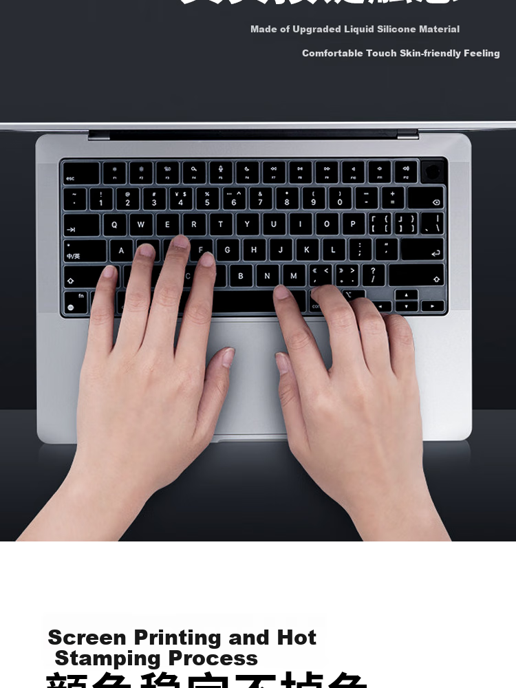ESCASE MacBookPro 16/14 Inch 2021 Laptop Keyboard Protector for 14.2"/16.2" Universal, Apple Accessory A2442/A248new Soft Transparent Black 4