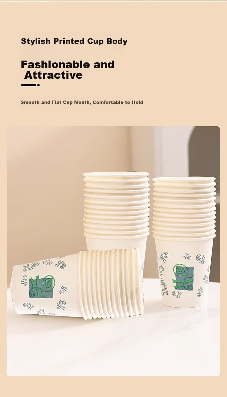 Jieribang Disposable Cups, 235ml*100 Pieces, Eco-Friendly Thickened Anti-Scalding Water Cups, for Home Office Business Picnic Paper Cups 4
