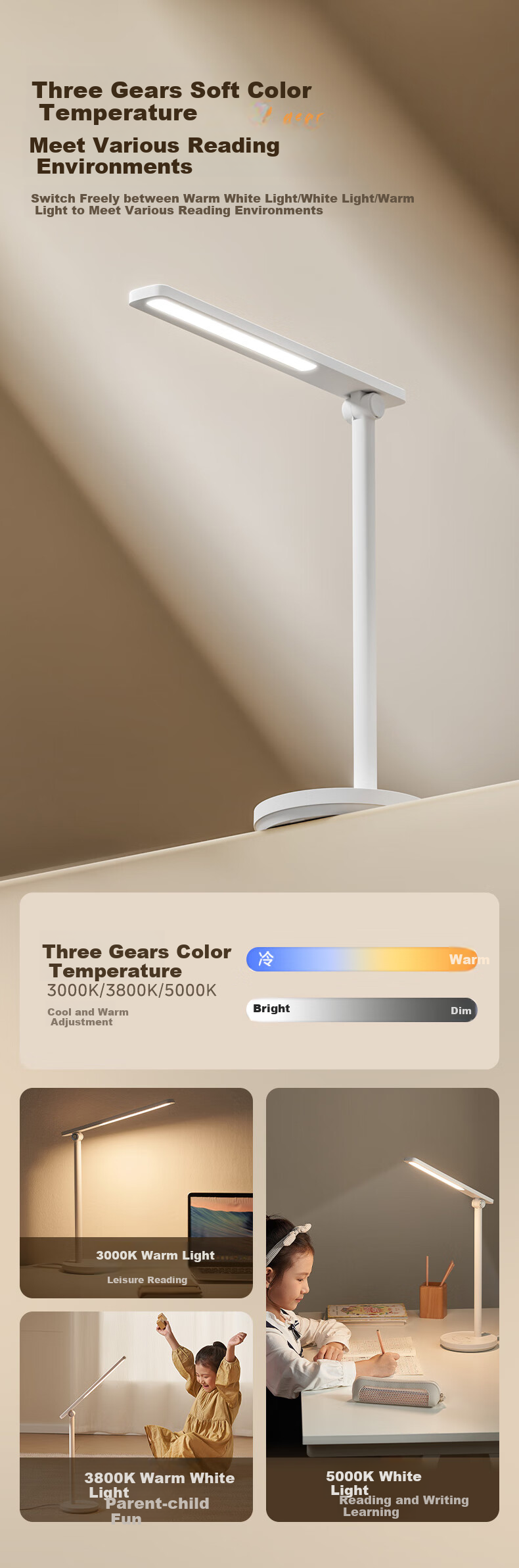 Midea AAAAA Certified Eye Protection Study Lamp [Renovation Subsidy] Children's Home Bedroom Dormitory Desk Reading Writing Table Lamp 11
