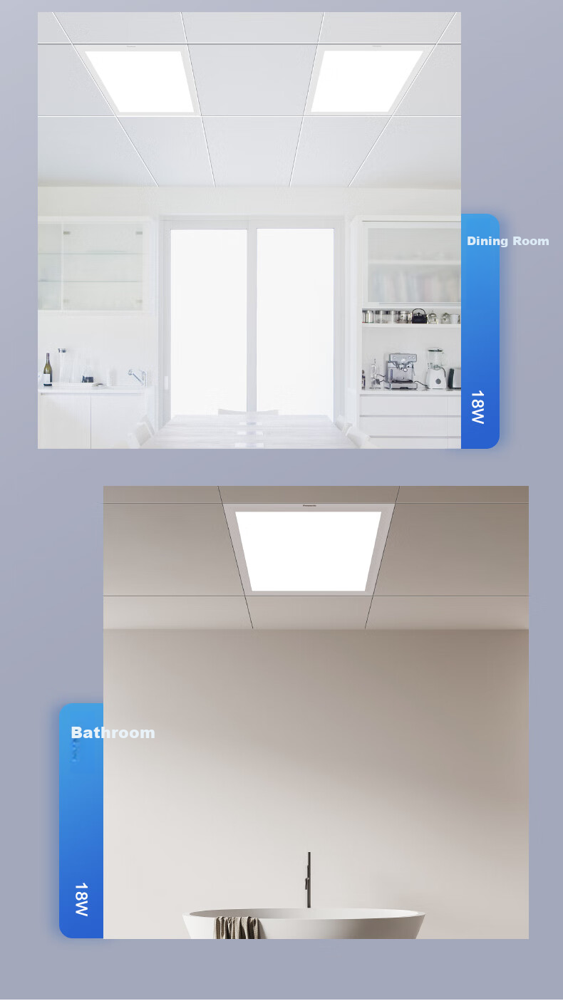 Panasonic Kitchen Light, LED Integrated Ceiling Light, Aluminum Buckle Panel Light, 300x300 Bathroom Ceiling Light, Flat Panel Light, 18W 6