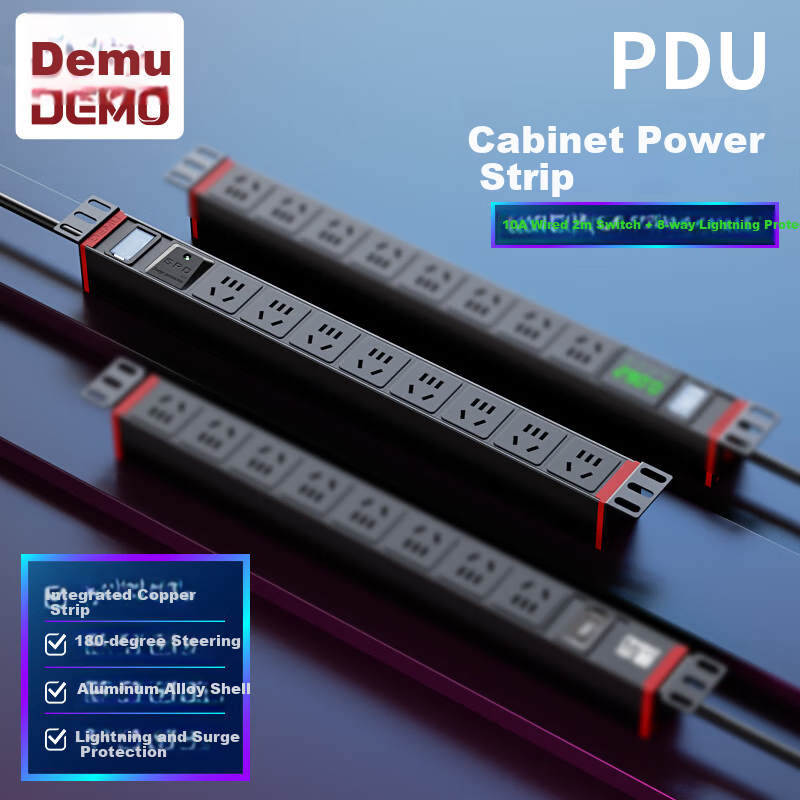 DEMUPDU Power Strip Surge Protector Overload Protection Switch Extension Cord/Power Bar/Line Cord DMZY-XG8 Black 1.5 Square Mm 2 Meters