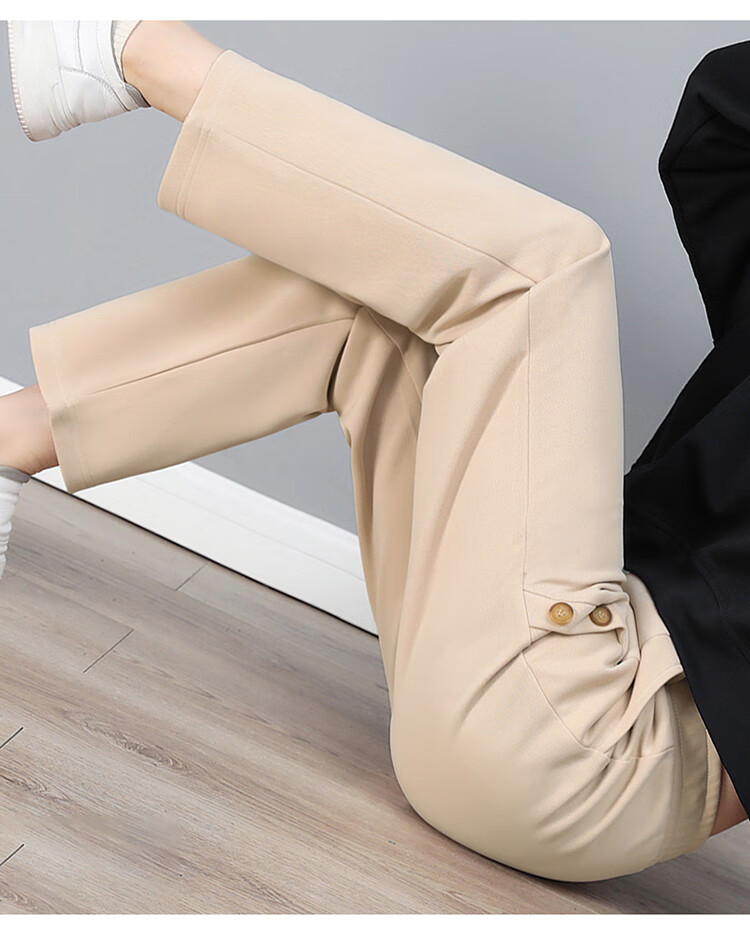 Woodpecker Women's Versatile Straight Loose Slimming Long Pants Spring Autumn New High Waist Sports Casual Pants Black 2XL 21