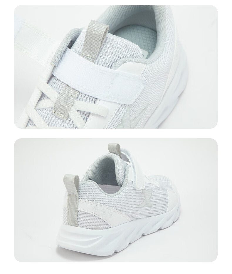 XTEP Kids Basic Sports Shoes Student Campus Versatile Velcro Running Shoes Black/XTEP White Size 35 14