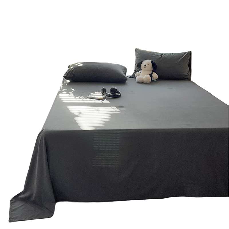 AVIVI Class A Washed Cotton Bed Sheet, Single Piece, Double-Size Bed Sheet, 110g Brushed Bed Sheet, Dark Gray, 230*250cm