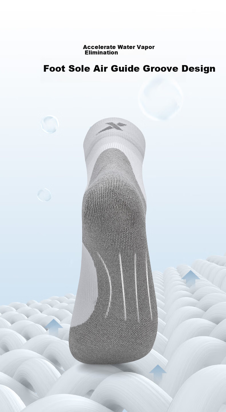 XTEP Men's Terry Athletic Running Socks, Gray, One Size Fits All 4