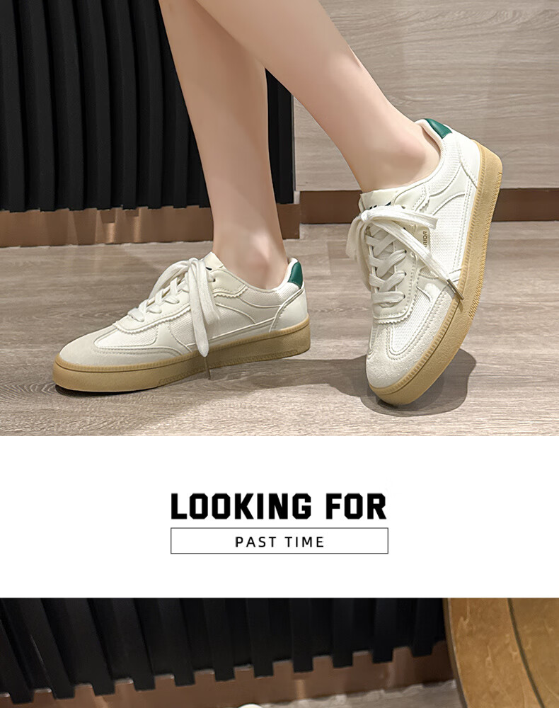 Warrior Women's Shoes 2026 New Summer Classic Retro Sneakers Comfortable Breathable Casual Shoes Beige Green Size 35 9