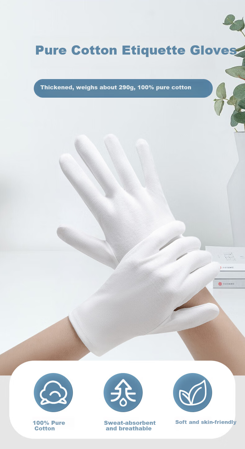 Moufu White Ceremonial Gloves for Military Parade And Security Performances (12 Pairs, Standard Style) 8034 Series 1