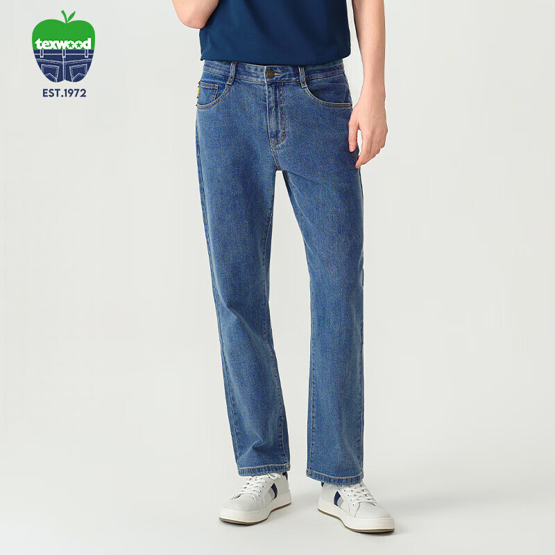 Texwood Apple Standard Straight-Leg Stone-Washed Vintage Casual Jeans, Blue, Size 30