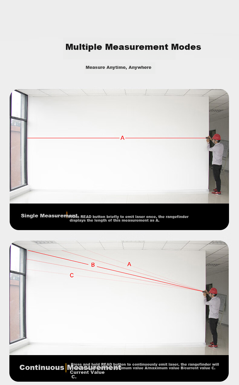 SNDWAY Laser Rangefinder, Infrared High-Precision Electronic Ruler, Rechargeable Room Measuring Device SW-M30A 11