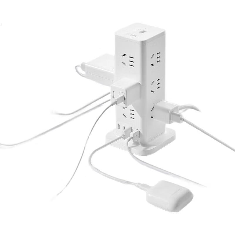 Удлинитель BULL GNV-UL1012U с вертикальными USB-портами, 12 розеток, защита от перегрузки, 1.6 метра, белый