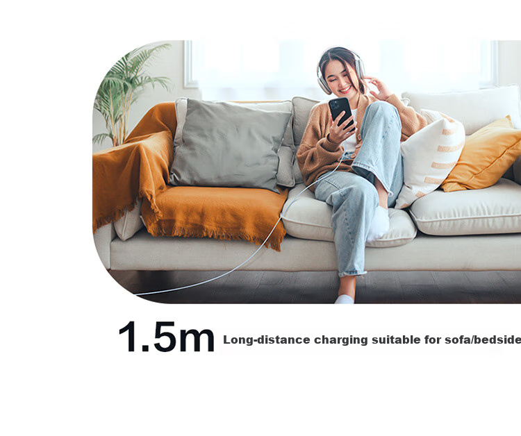 AKIITU, Hikvision And Yingshi Brand, Ultra-Soft Silicone Skin-Friendly, MFI Certified Apple PD Data Cable Lighting Charging Cable C-L 27W 1.5m White 6