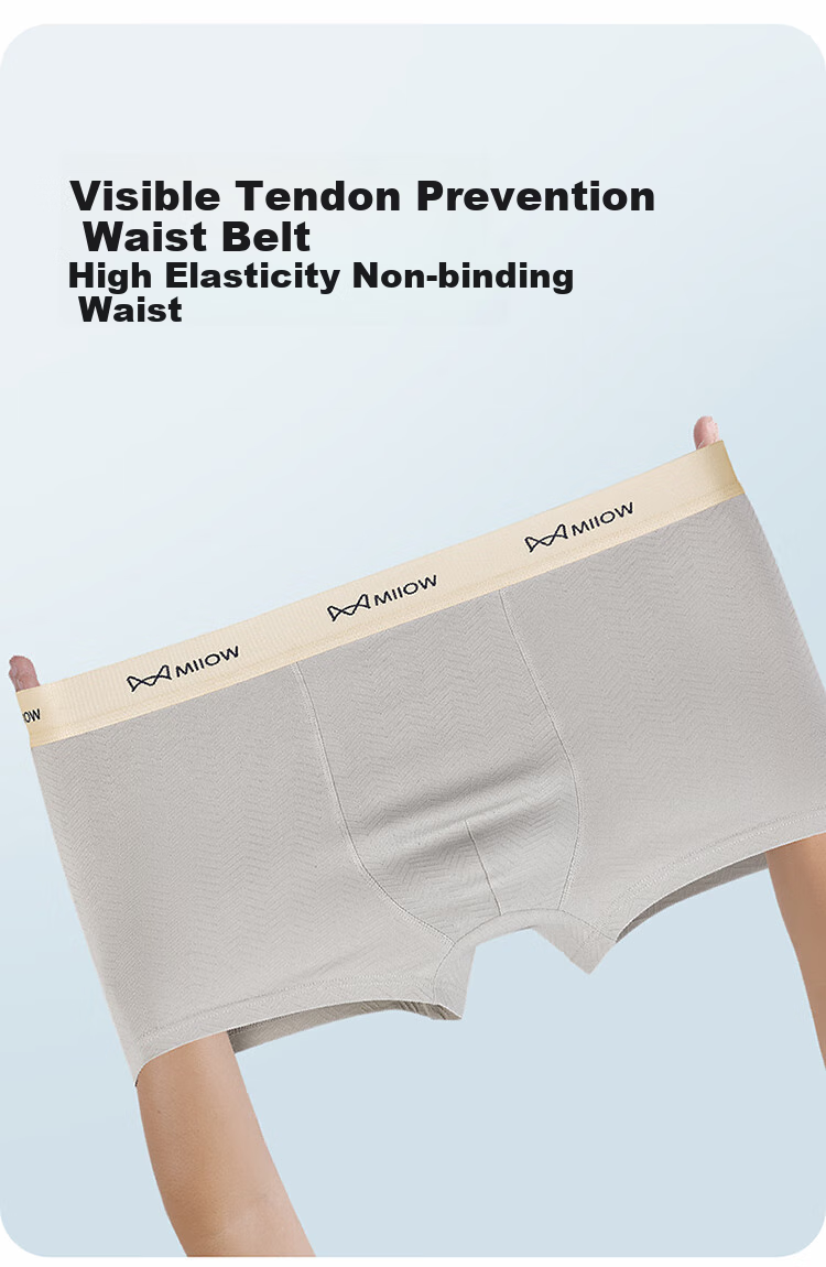 MiiOW Men's Underwear [2025 New Style], 7A Antibacterial Pure Cotton Seamless Breathable Youth Large Size Boxer Briefs 8