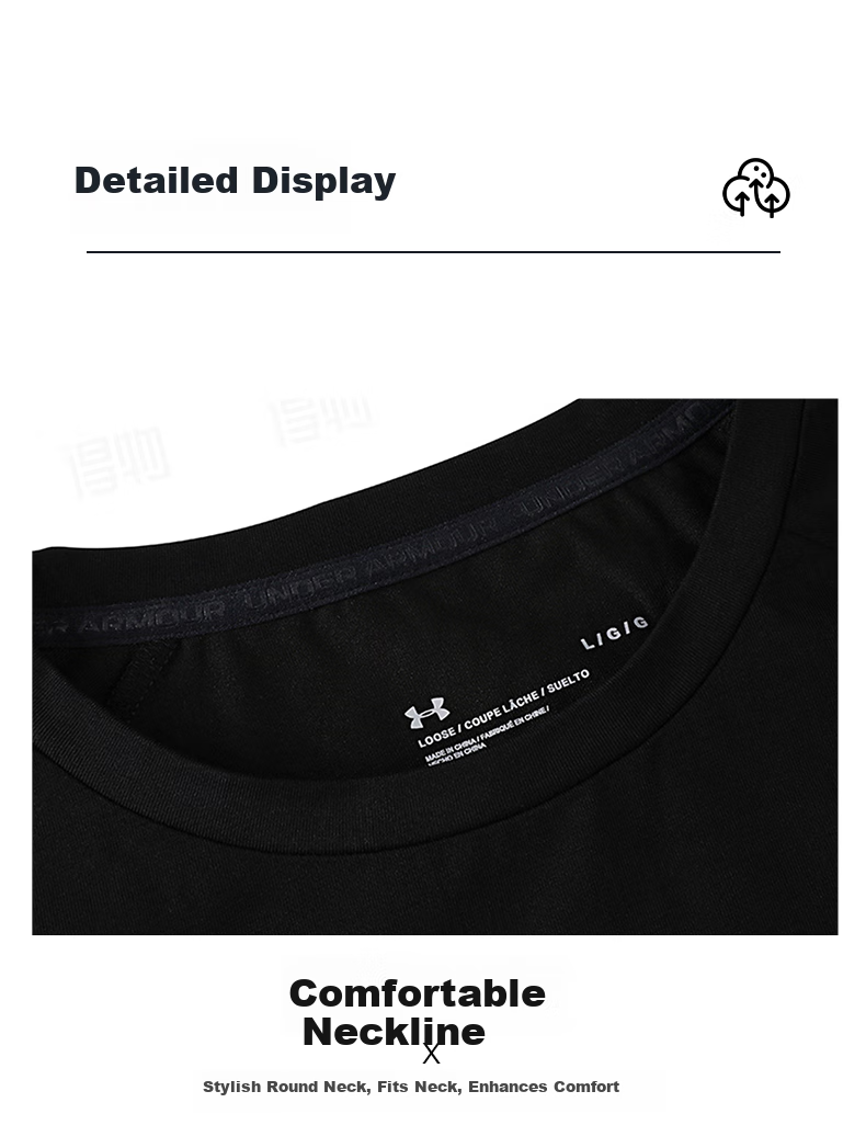 Under Armour Quick-Dry Short-Sleeve T-Shirt for Men, Summer Antibacterial Comfortable Casual Sports Trendy Versatile Fitness Training Top Half Sleeve 8