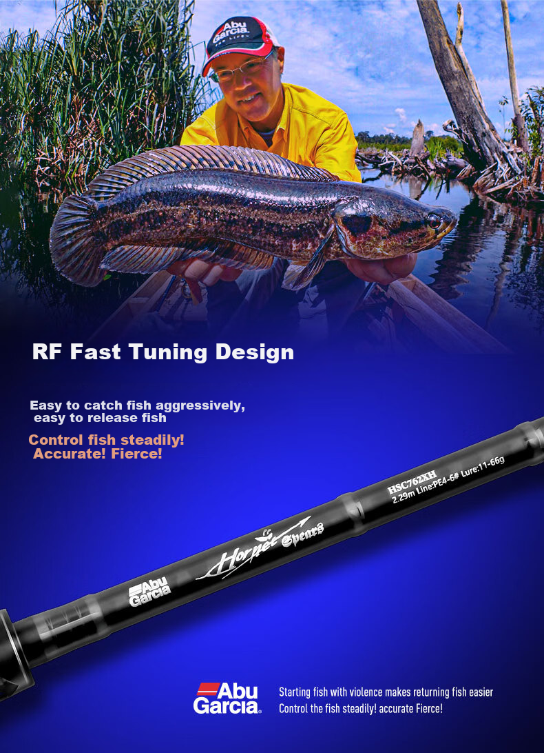 ABU GARCIA Bumblebee Stinger Heavy Rod, Ultra-Hard, Powerful Grass Fishing Rod for Black Fish Lure, 2.44 Meters H Hardness Gun Handle 3