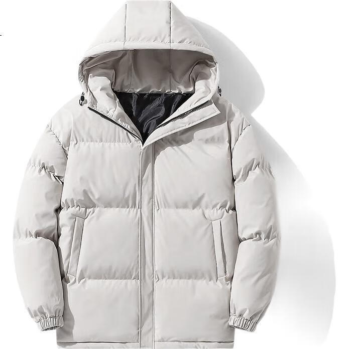 ROMON Cotton Jacket for Men, Winter Warm Casual Versatile Hooded Coat Padded Outerwear Men's Clothing MY403 Khaki XL