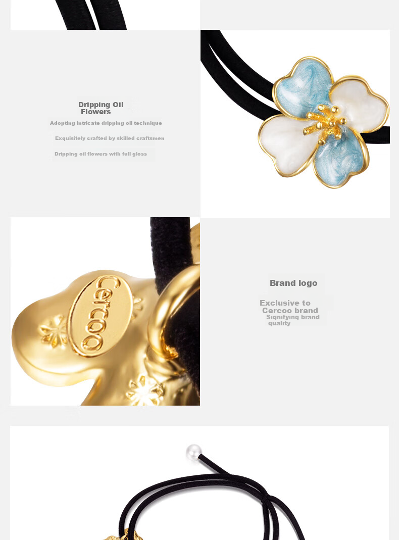 Cercoo Qingzhen Pearl Series Hair Ties, Headbands, Hair Elastics, Ponytail Holders, High-Elasticity Rubber Bands, Mid-Autumn Festival Gift 4