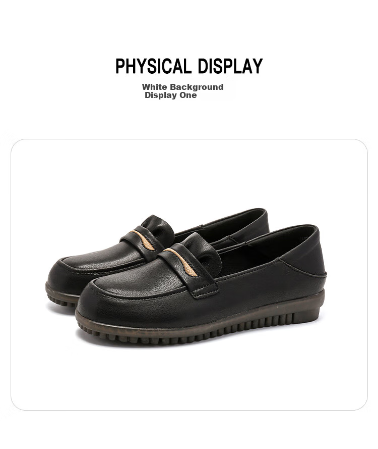 MULINSEN Women's Loafers, New Autumn And Winter Style 2026, Flat Leather Shoes, Slip-On Peas Shoes, Women's Flats, Black, Size 37 16