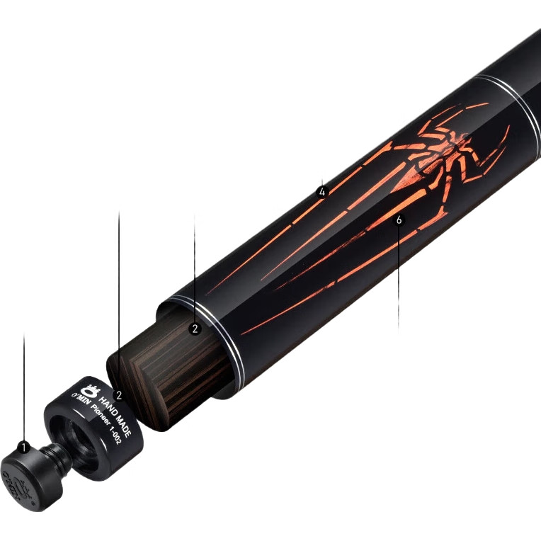Бильярдный кий O'MIN Black Widow, 1/2, 11.75мм/12.75мм, клен, черный