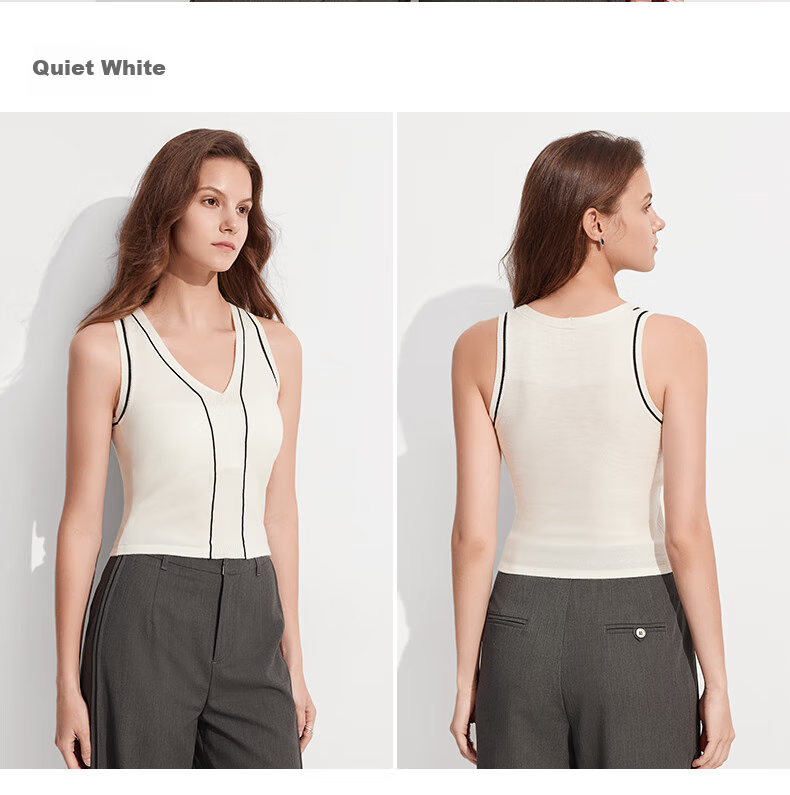 MiiOW Women's Tank Top for Spring And Summer, with Built-In Bra Pads, V-Neck, Skin-Friendly, Slim Fit, Suitable for Outer Wear Or As Undershirt 19