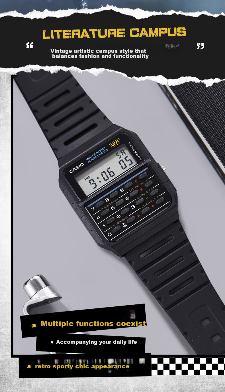 CASIO Watch for Men, Small Square Design, Popular among "Desperate Housewives" Fans And Students, Electronic Calculator Watch for Men And Women, Model CA-53W 5