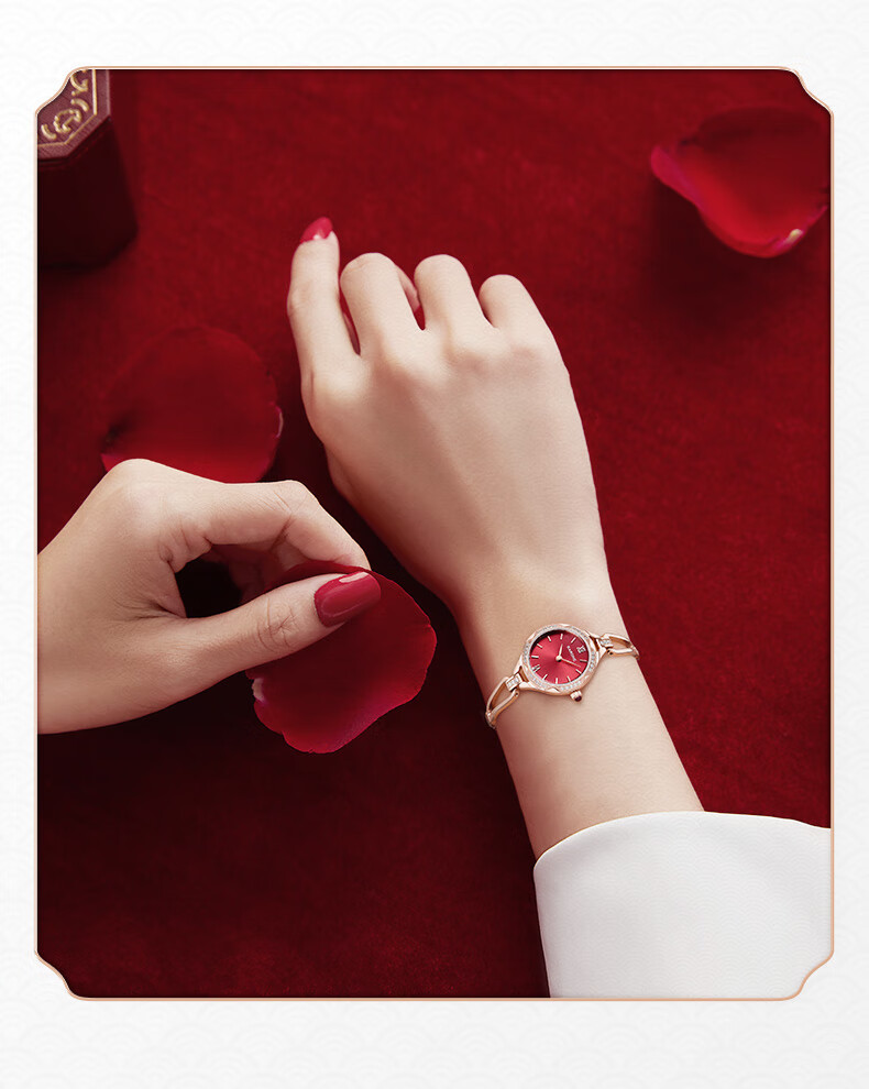 RARONE Slim Waist U Women's Watch, Cherry Pink Bracelet Wristwatch, Quartz Steel Strap, Birthday Gift for Girlfriend 7