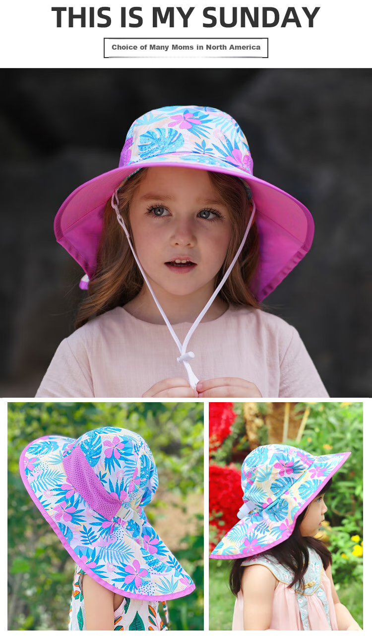 SUNDAY AFTERNOONS Kids Sun Protection Hat Baby Outdoor Beach Wide Brim Fish Tail Sunshade Hat Coral Pink M 12