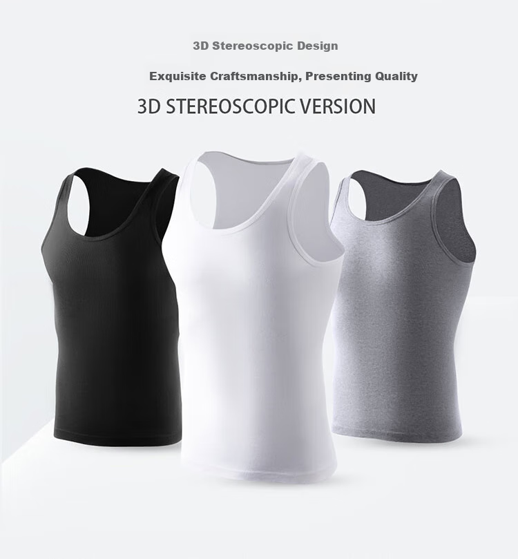 LangSha Men's Tank Top, Pure Cotton Undershirt, High-Elasticity, Sweat-Absorbing, Breathable, Sleeveless Sports Round Neck Vest 5