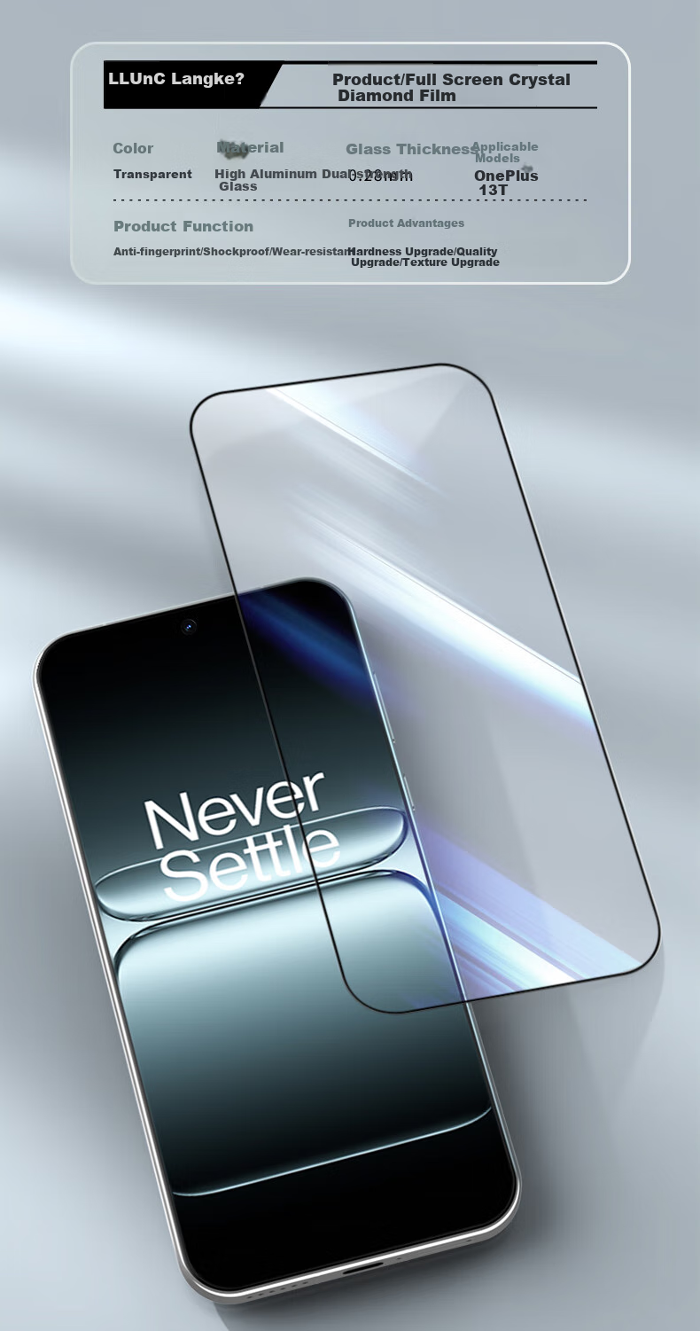 LLUNC [2-Pack] Tempered Glass Screen Protector for OnePlus 13T, Full Coverage Ultra-Thin HD Anti-Fingerprint Shatterproof No White Edge Protective Film 4