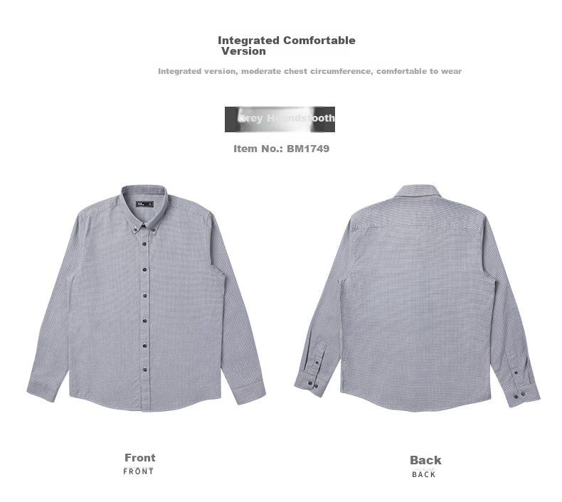 BLACKMONDAY Houndstooth Plaid Shirt for Men, Pure Cotton Brushed Long-Sleeve All-Cotton Wrinkle-Resistant Formal Business Casual Shirt 10