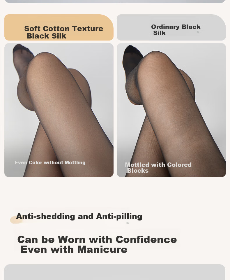 LUCKMEEY Women's Stockings, High-End Feel, 0D High Transparency, Sexy Smooth Pantyhose, Leg-Slimming, Anti-Snagging, Black Silk 7