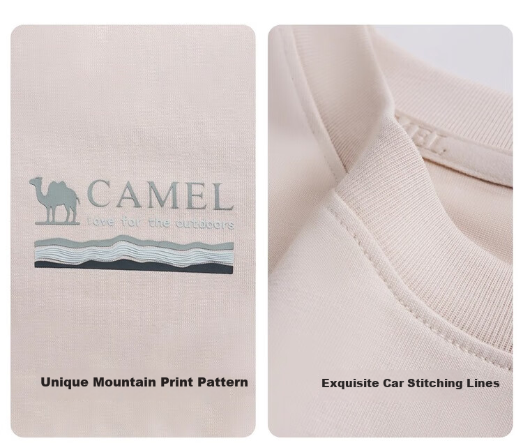 CAMEL Outdoor Quick-Dry T-Shirt, Casual Short-Sleeve Round Neck, Suoluna Cotton T-Shirt, Cool-Feeling Heat-Shielding Sports Short Sleeve, A15BAVV023 40
