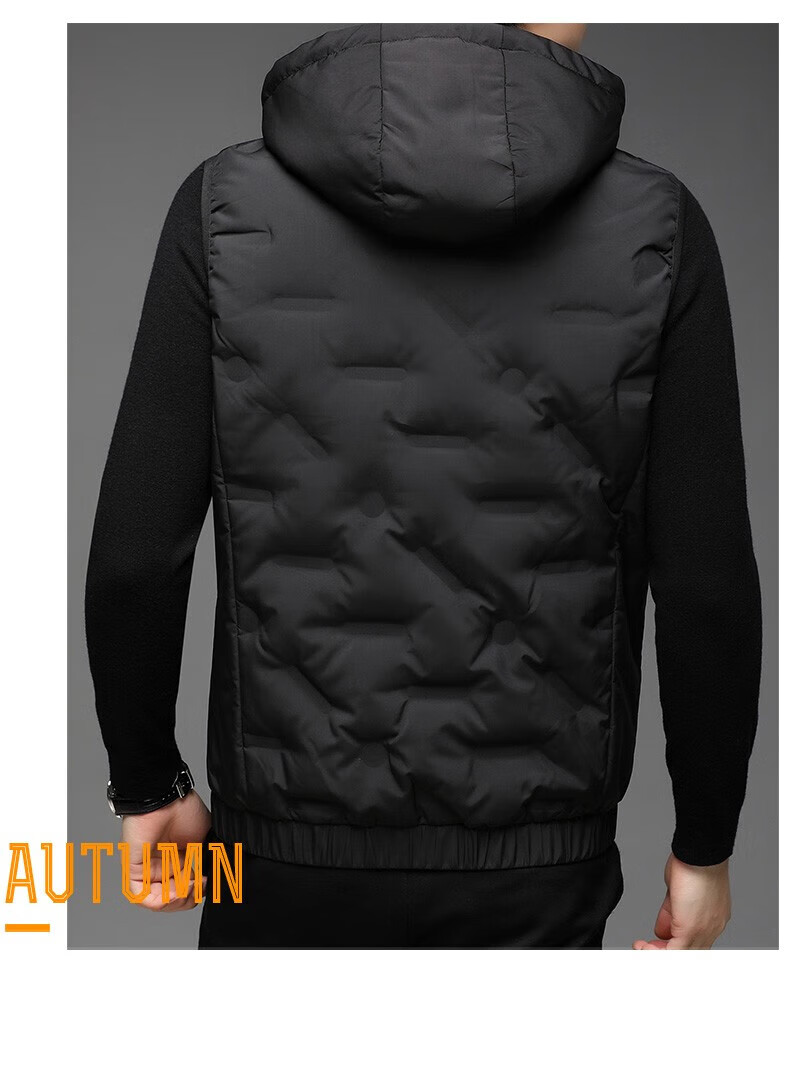 MiiOW Men's Down Vest Jacket Autumn Winter Warm Casual Stand Collar Black 2XL 1