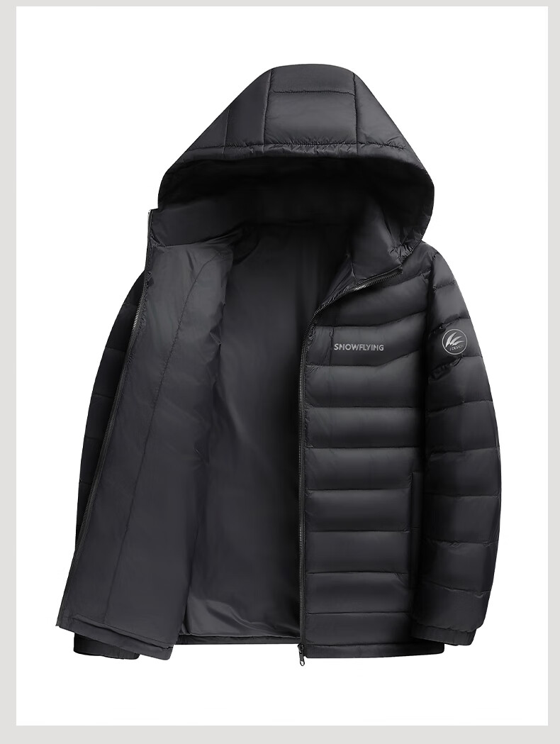 SNOWFLYING 90 Fill Lightweight Down Jacket Unisex Hooded Fashion Casual Autumn Winter Warm Couple Coat Men 1