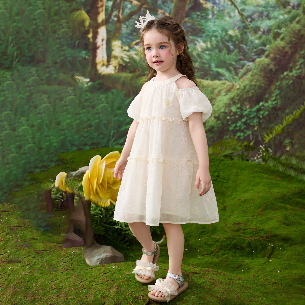 ASK JUNIOR Children's Summer Dress, Toddler Ruffle Spaghetti Strap Dress, Girls' Princess Dress, Cake Skirt 8