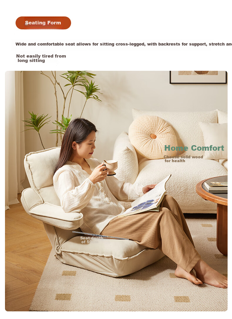 JIAYI Lazy Sofa, Reclining And Sleeping, Living Room Tatami Sofa, Folding Bed, Backrest Chair, Small Apartment Balcony Bay Window Sofa 4